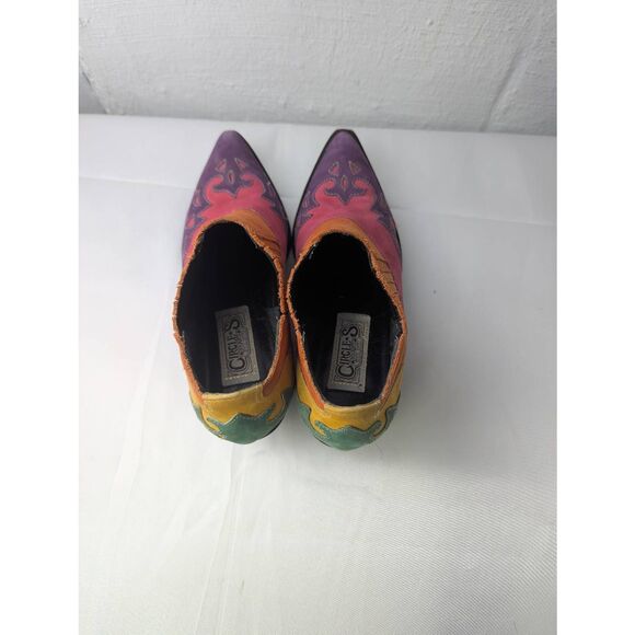 Circle S Corral Rainbow Multi Color Cowgirl Western Low Boots sz 7.5 - Picture 3 of 8